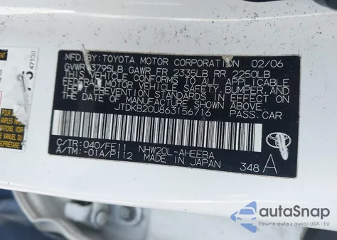 2006 Toyota Prius z USA, uszkodzony, nr VIN JTDKB20U863156716